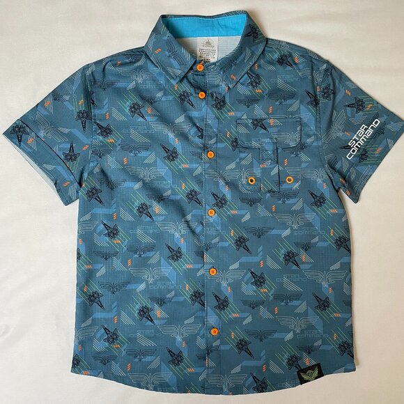 Disney Boy's Size 9/10 Buzz Lightyear Star Command Button Down Short Sleeves - Picture 1 of 6